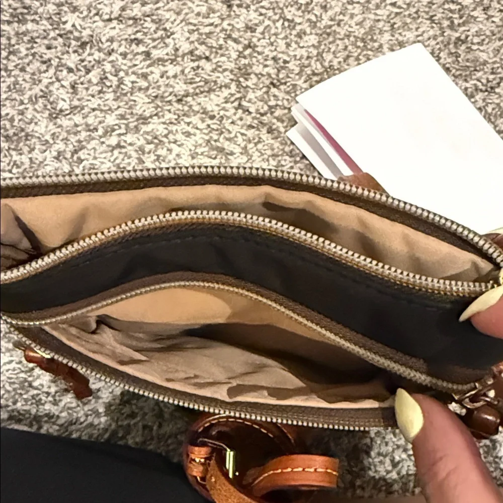 Dooney & Bourke Black Nylon Messenger with Brown Leather Trim bag clutch travel